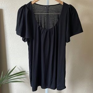 Banana Republic flutter sleeve black rayon top
